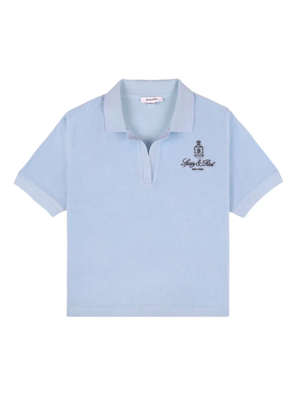 Sporty & Rich logo-embroidered short-sleeve polo shirt | Blue | Image 1