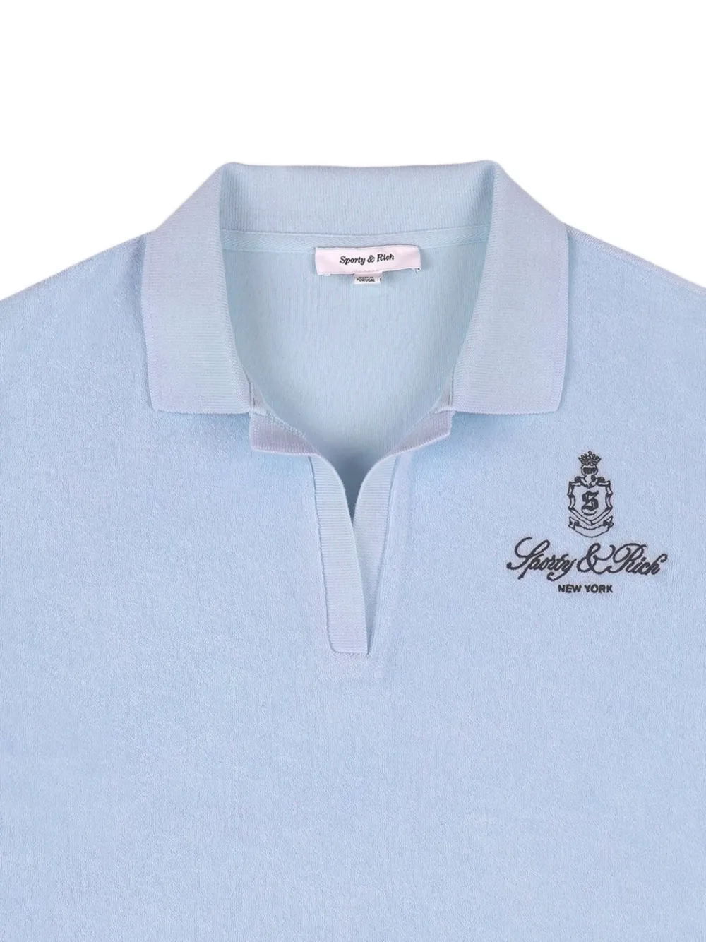 Sporty & Rich logo-embroidered short-sleeve polo shirt - Blauw