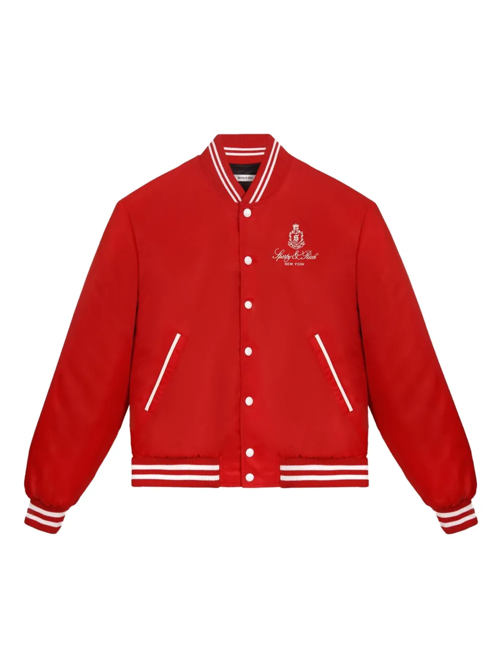 Sporty And Rich Vendome Embroidered Varsity Jacket In Red