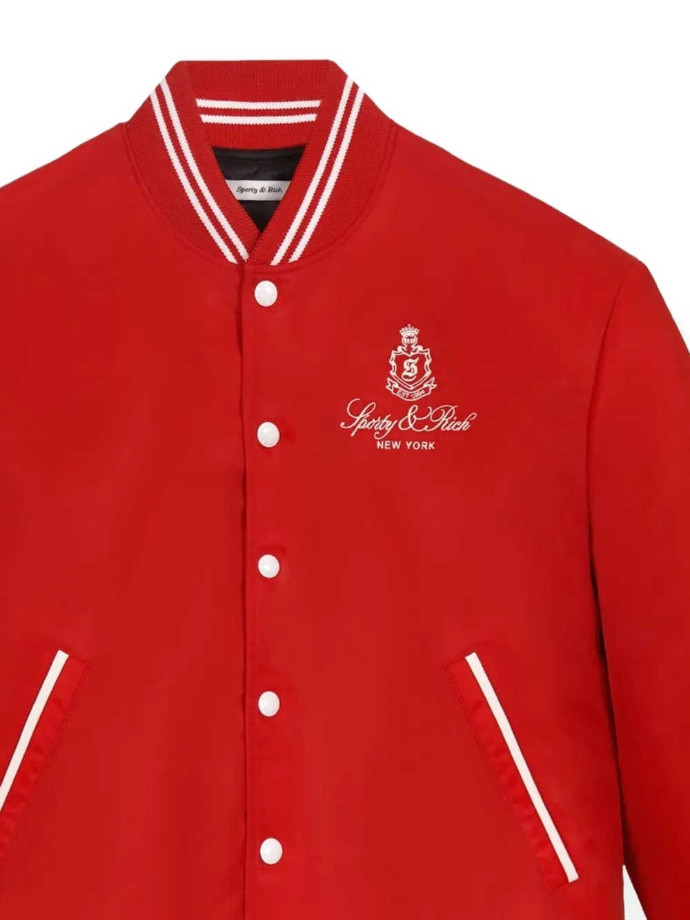 Sporty And Rich Vendome Embroidered Varsity Jacket In Red