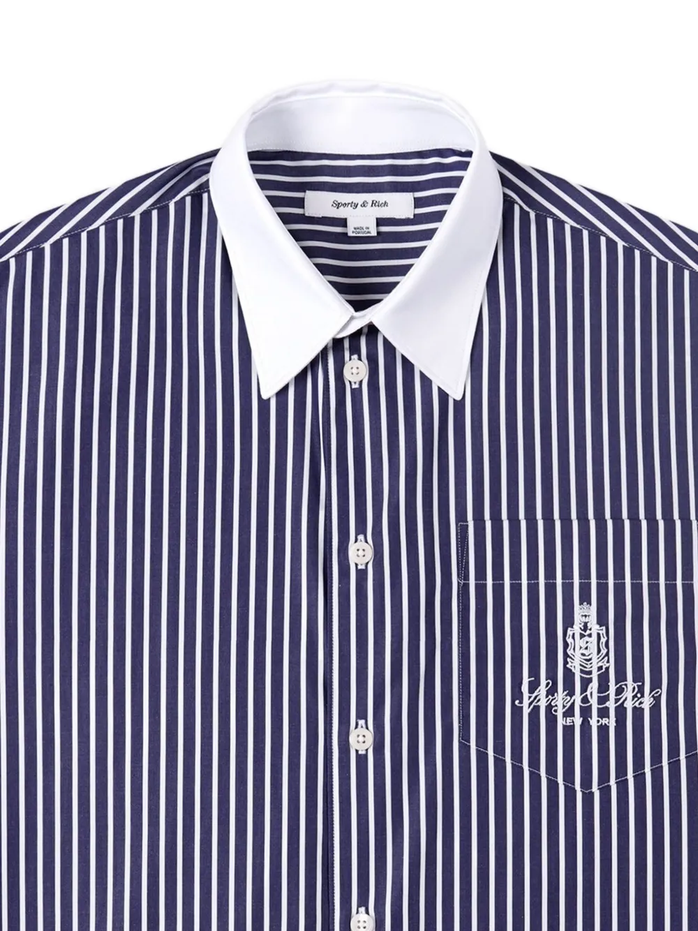 Sporty & Rich Gestreept shirt met borduurwerk Blauw