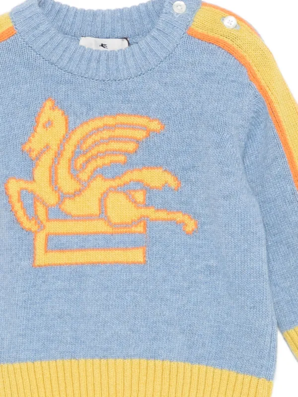 ETRO  エトロ  ペガサス　インターシャ　ニットセーター ETRO KIDS インターシャ セーター | ブルー | FARFETCH JP