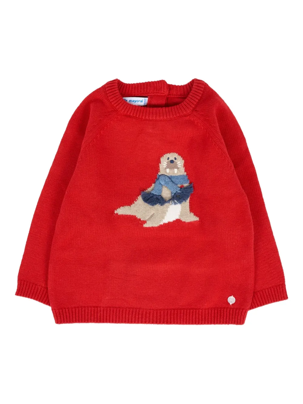 Mayoral embroidered-walrus crew-neck sweater Rood