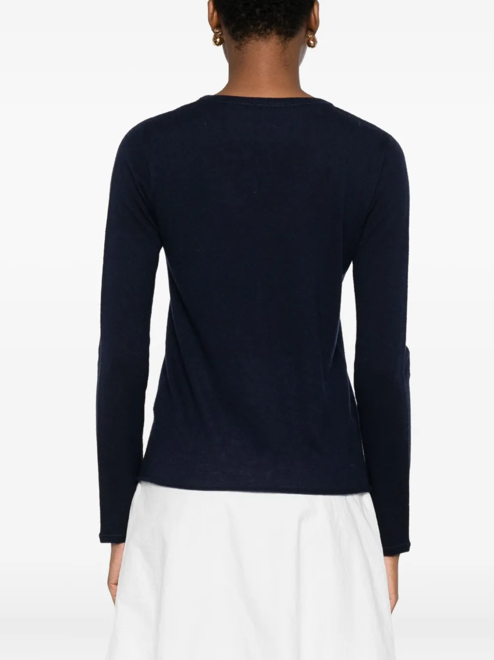 Majestic Cashmere V-neck Sweater With Cropped Relaxed Fit In Blue