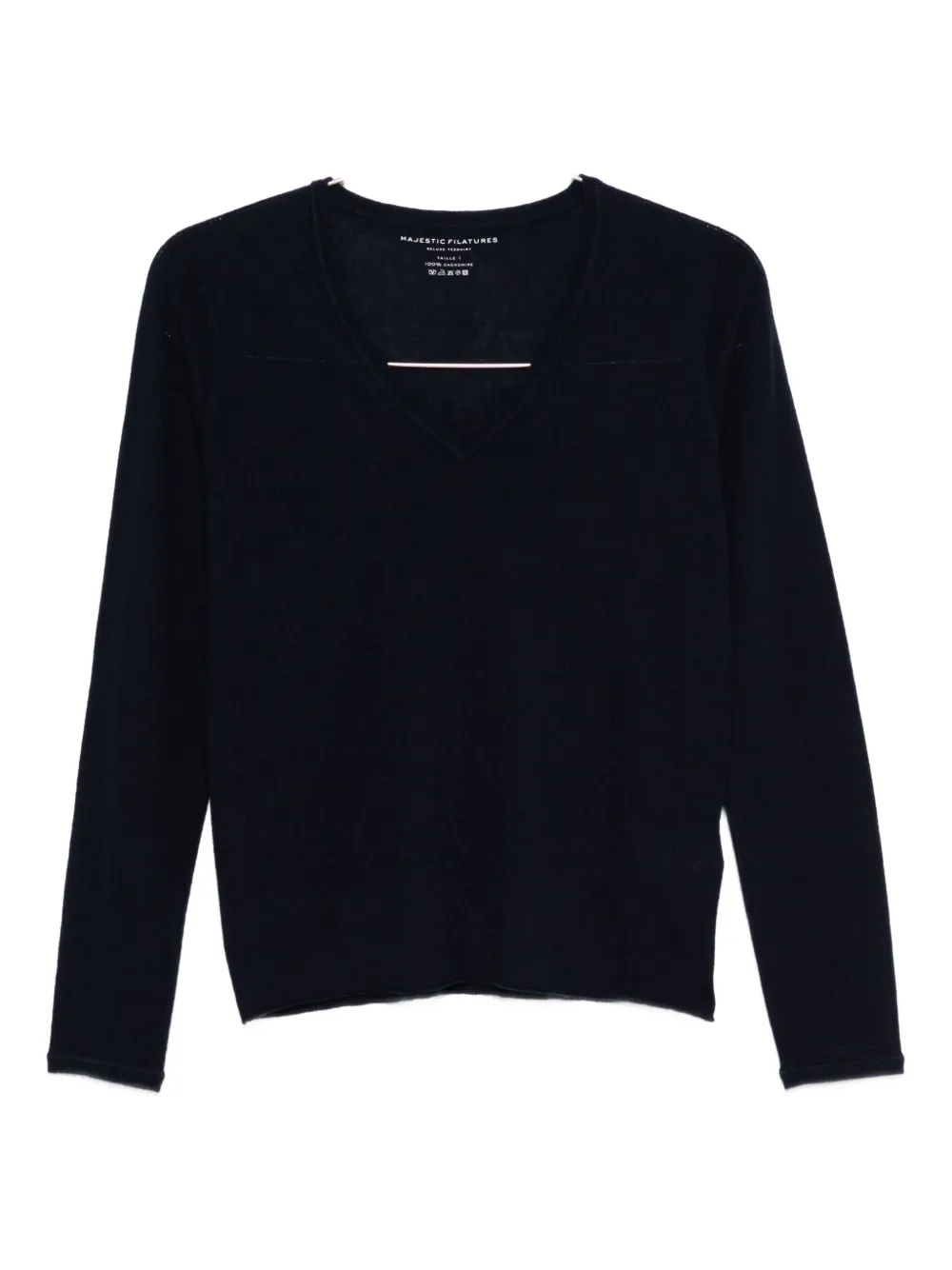 Majestic Cashmere V-neck Sweater With Cropped Relaxed Fit In Blue