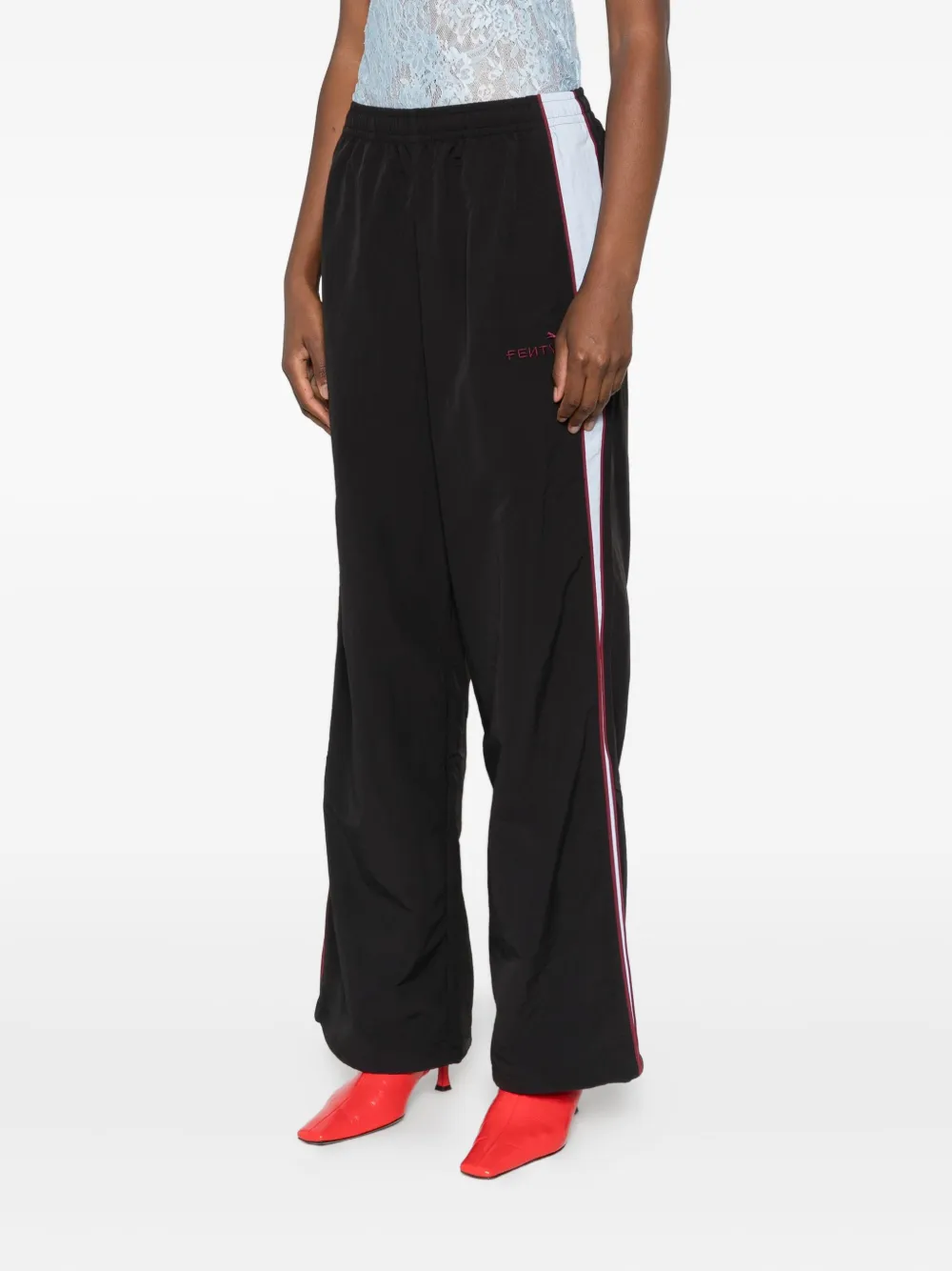 Fenty X Puma Side-stripe Elasticated Track Pants In Black