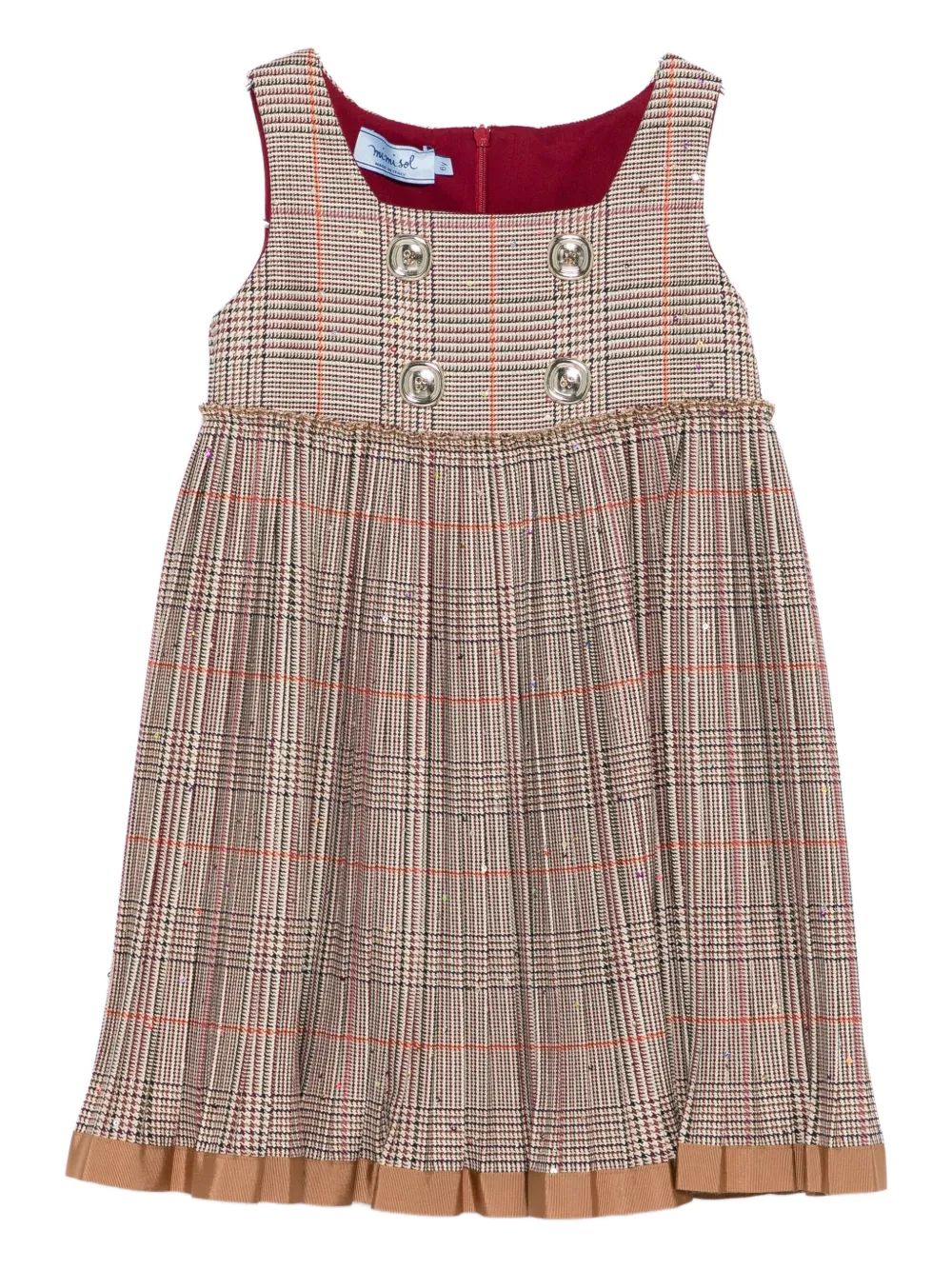 Mi Mi Sol pleated check-pattern dress | Brown | Image 1