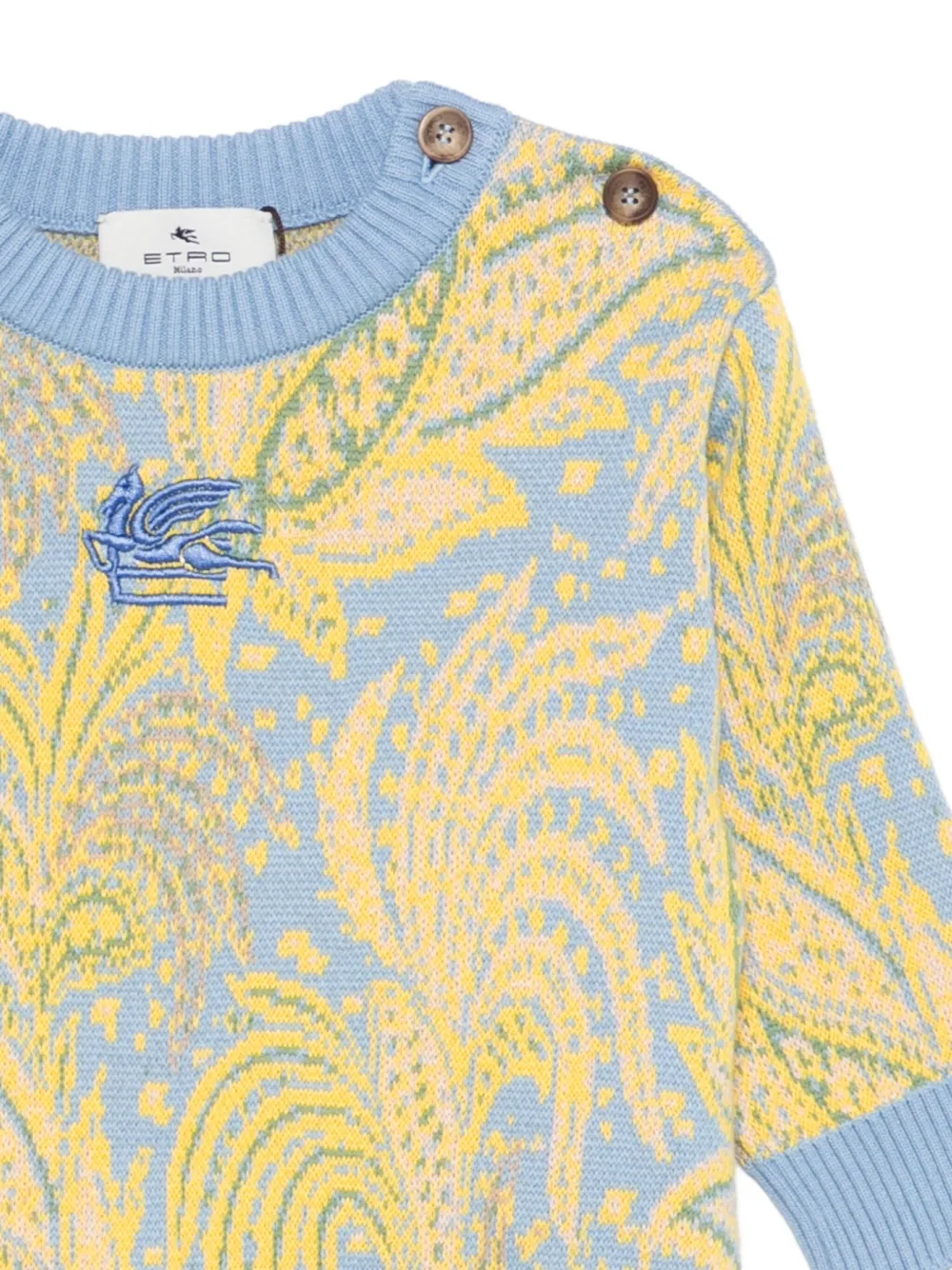 ETRO KIDS Trui met paisley-patroon en knoopdetail Blauw