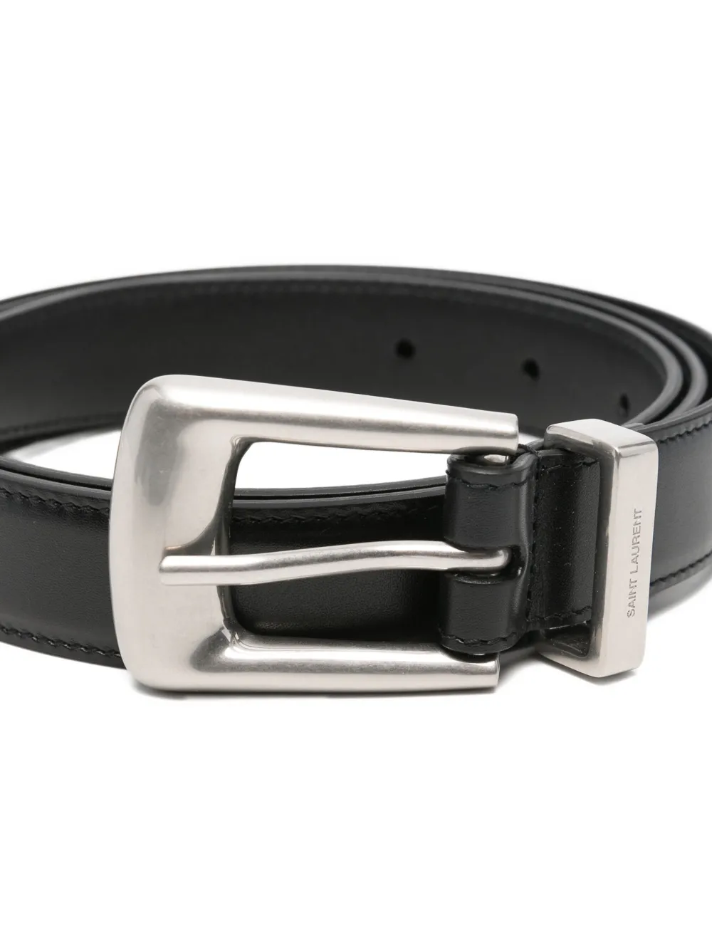 Saint Laurent Adjustable Folk Buckle Belt With Metal Finish In Gold
