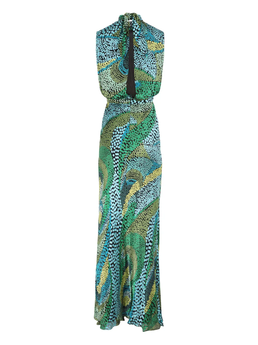 Saloni high-neck abstract-print maxi dress - Groen