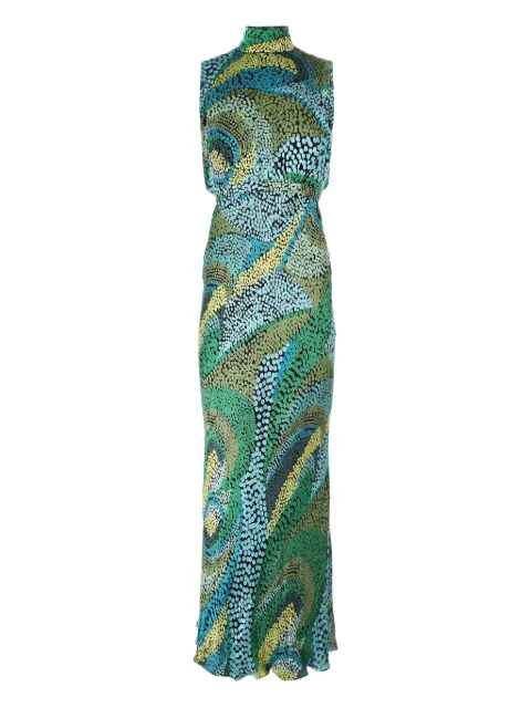 Saloni high-neck abstract-print maxi dress