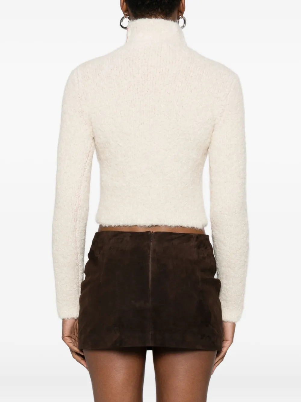 Diesel Cropped Blazer With Contrast Collar And Long Sleeves In White