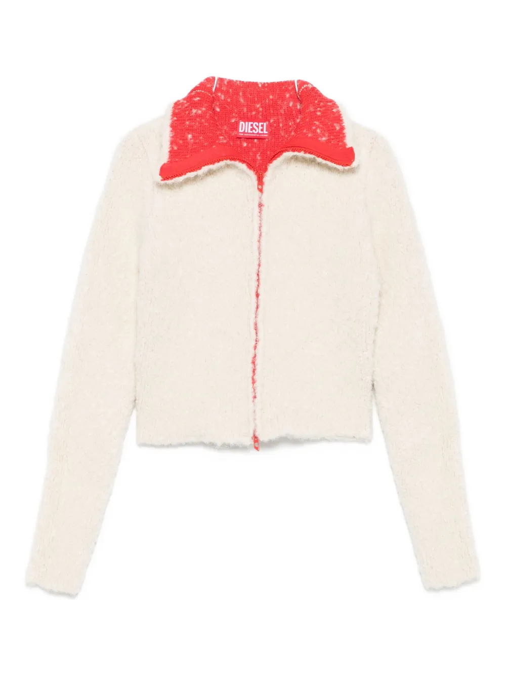 Diesel Cropped Blazer With Contrast Collar And Long Sleeves In White