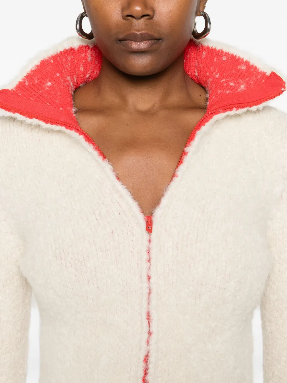Diesel Cropped Blazer With Contrast Collar And Long Sleeves In White
