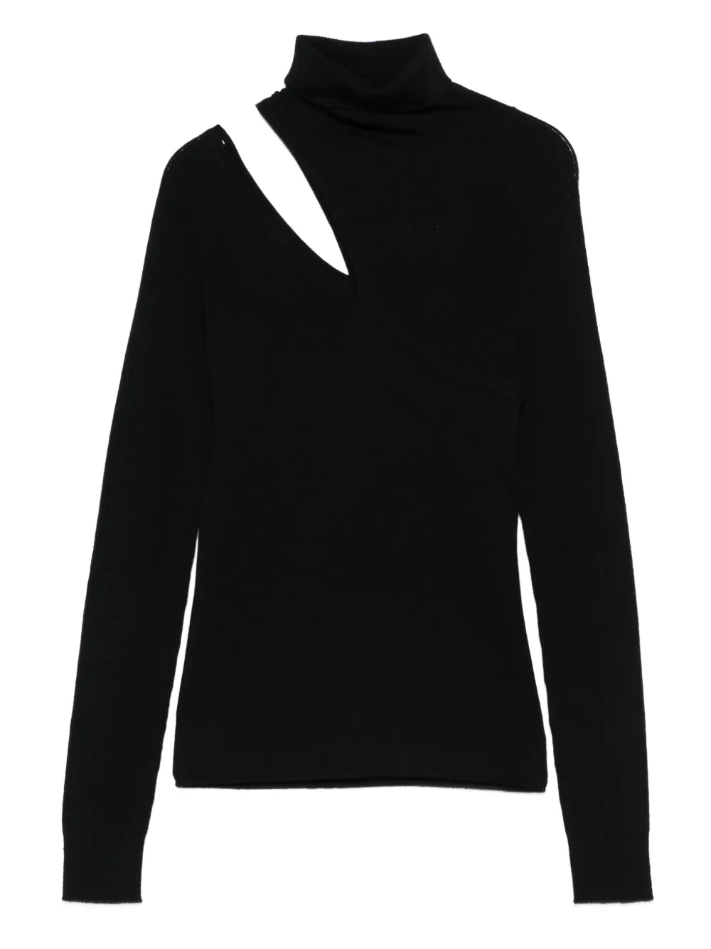 D.Exterior cut-out turtleneck sweater | Black | Image 1