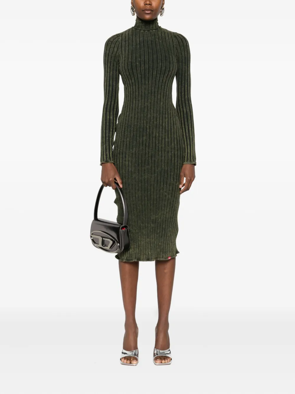 Diesel D-Wavya geribbelde midi-jurk - Groen