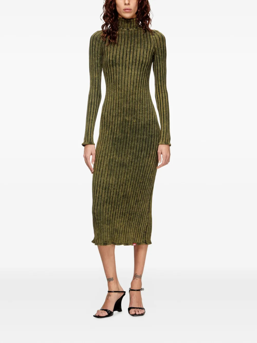 Diesel D-Wavya geribbelde midi-jurk Groen