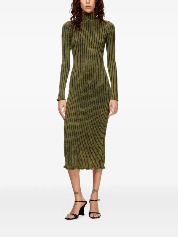 Diesel D-Wavya Ribbed Midi Dress | Green | FARFETCH BH