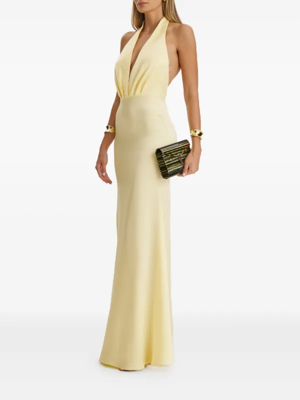 IL VOLO Belle halter-neck Maxi Dress | Yellow | FARFETCH IL VOLO Belle halter-neck Maxi Dress | Yellow | FARFETCH