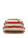 CHANEL Pre-Owned 2008-2009 CC Quilted Tweed Striped Single Flap shoulder bag - White