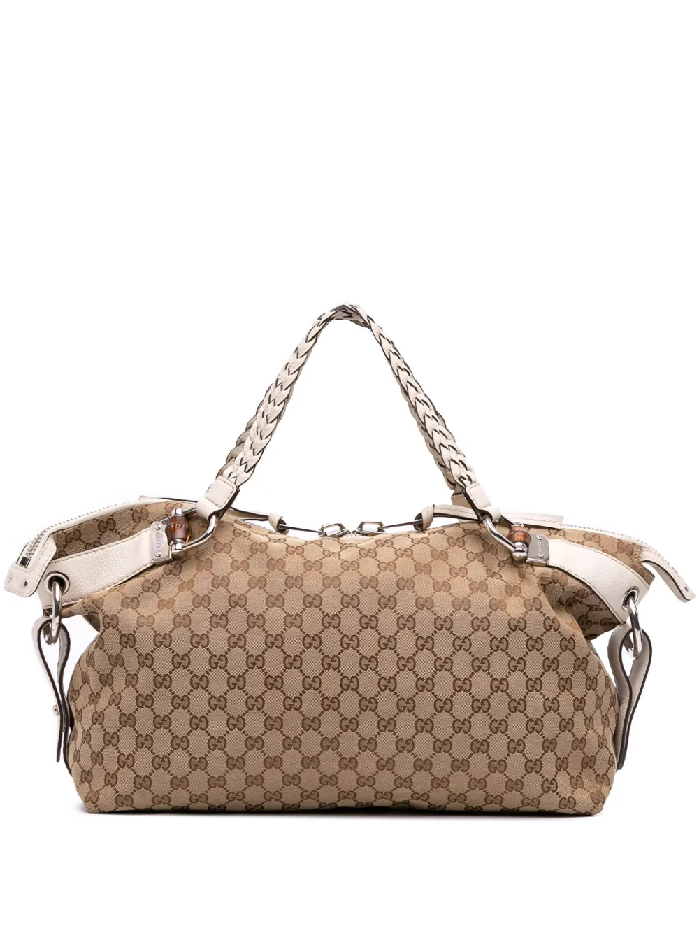 Gucci Pre-Owned 2016-2025 ミディアム GGキャンバス バンブー バー ハンドバッグ - ブラウン Gucci Pre-Owned 2016-2025 ミディアム GGキャンバス バンブー バー ハンドバッグ - ブラウン