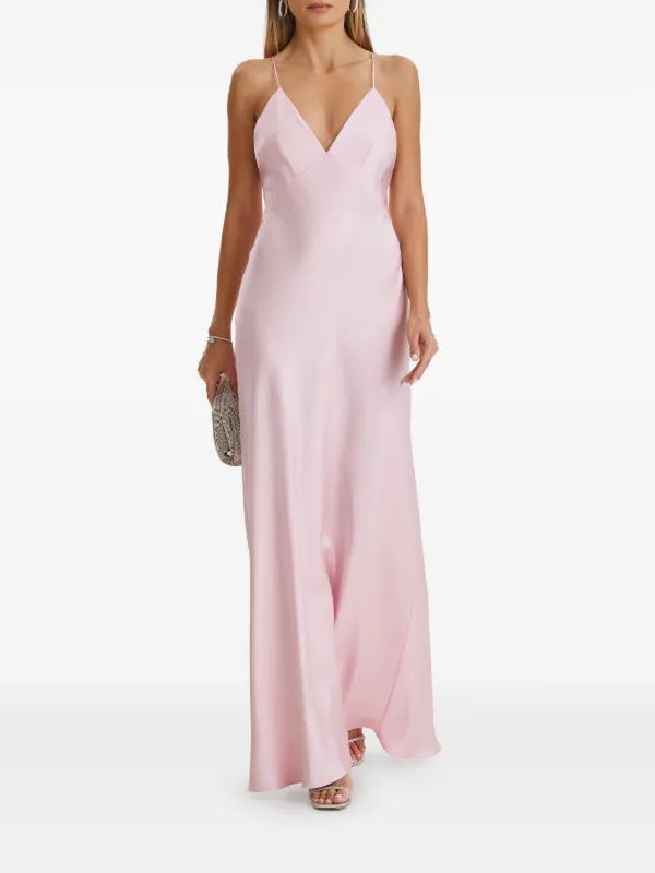pink slip maxi dress Verlaine Pink Satin Maxi Dress - US 2