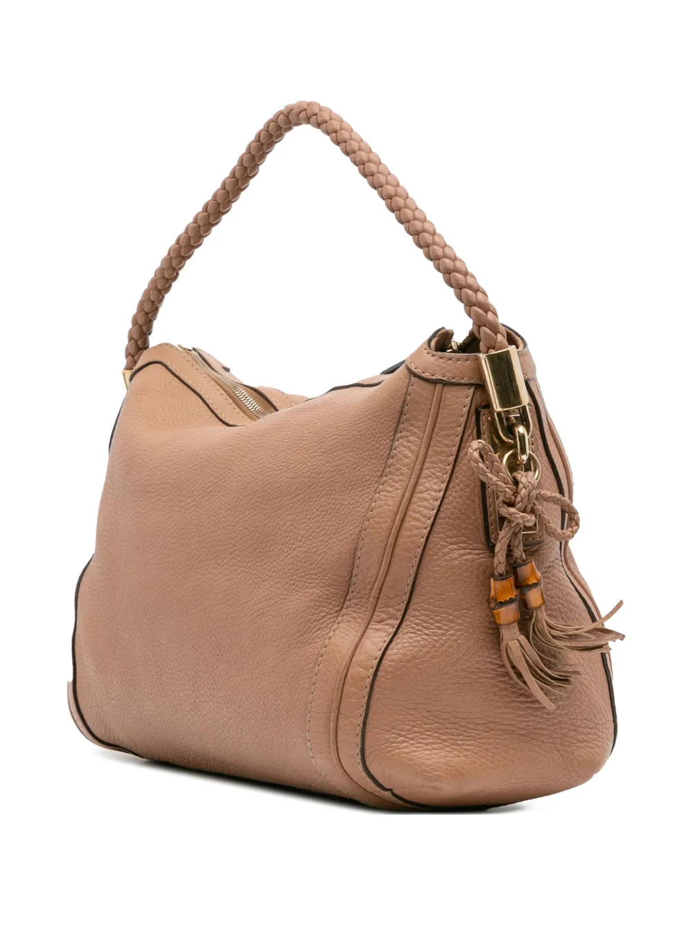 Pre-owned Gucci 2016-2025 Medium Pebbled Calfskin Bella Shoulder Bag In Brown