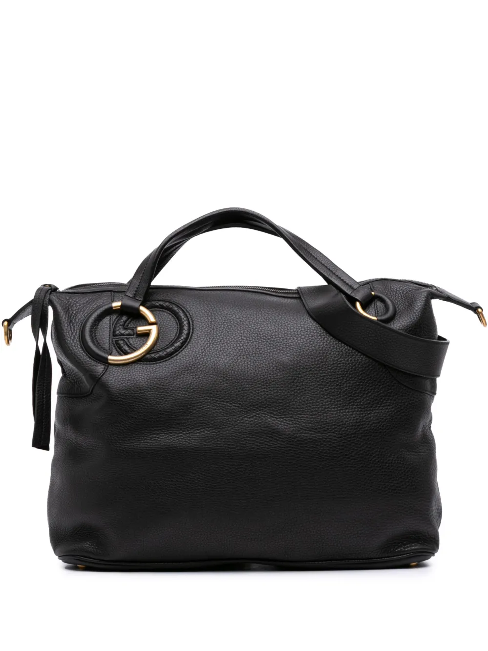 Gucci Pre-Owned 2016-2025 レザー ツイル サッチェルバッグ - ブラック Gucci Pre-Owned 2016-2025 レザー ツイル サッチェルバッグ - ブラック