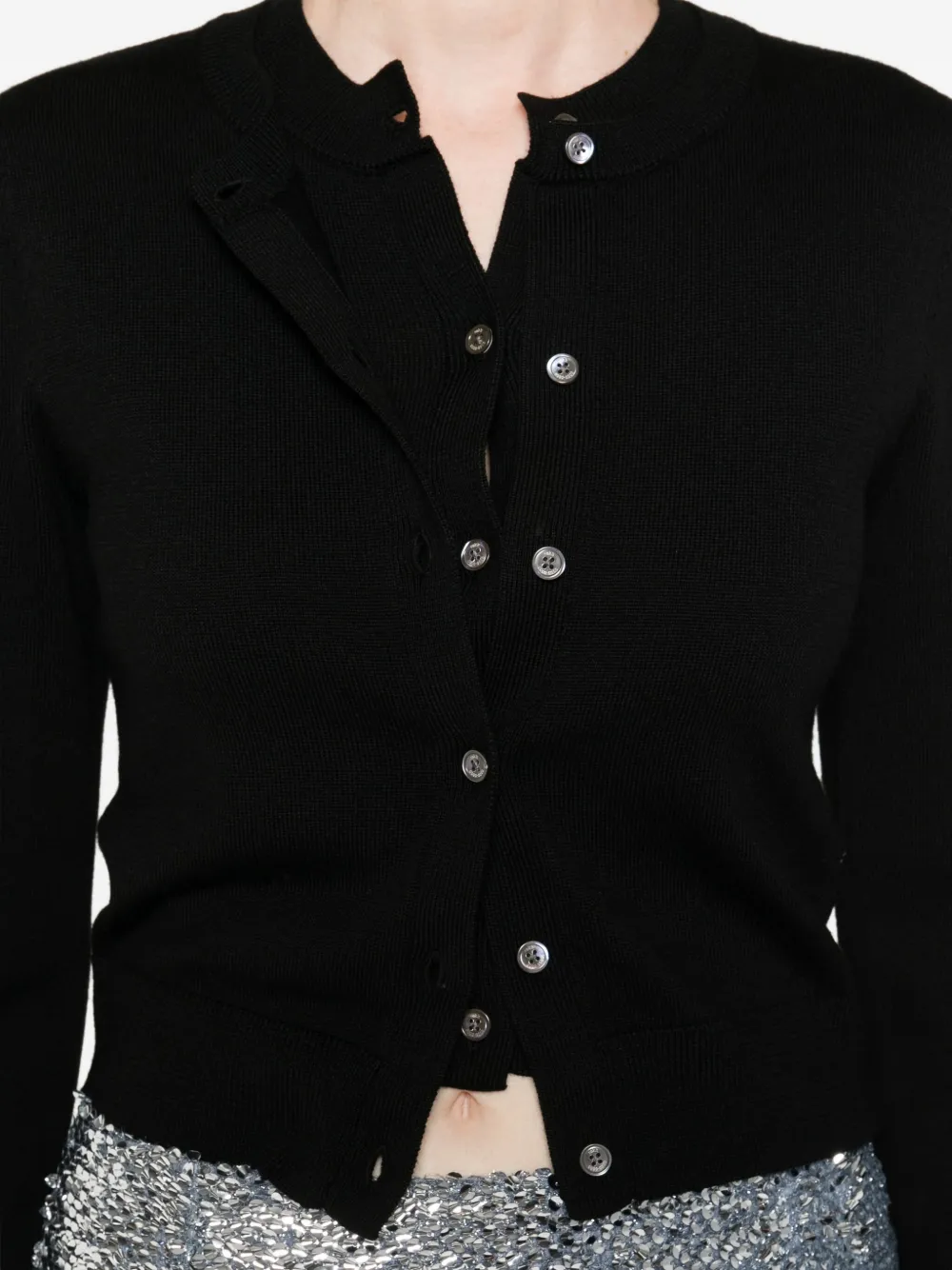 Rokh Button-front Cardigan In Black