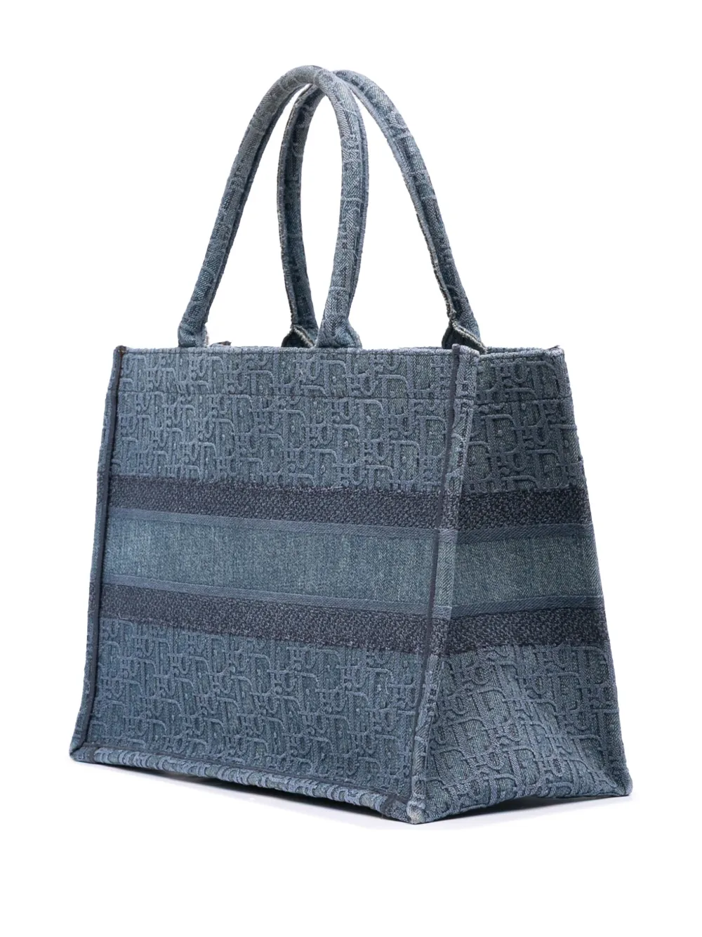 Pre-owned Dior 2019 Medium Oblique Denim Book Tote Bag In Blue