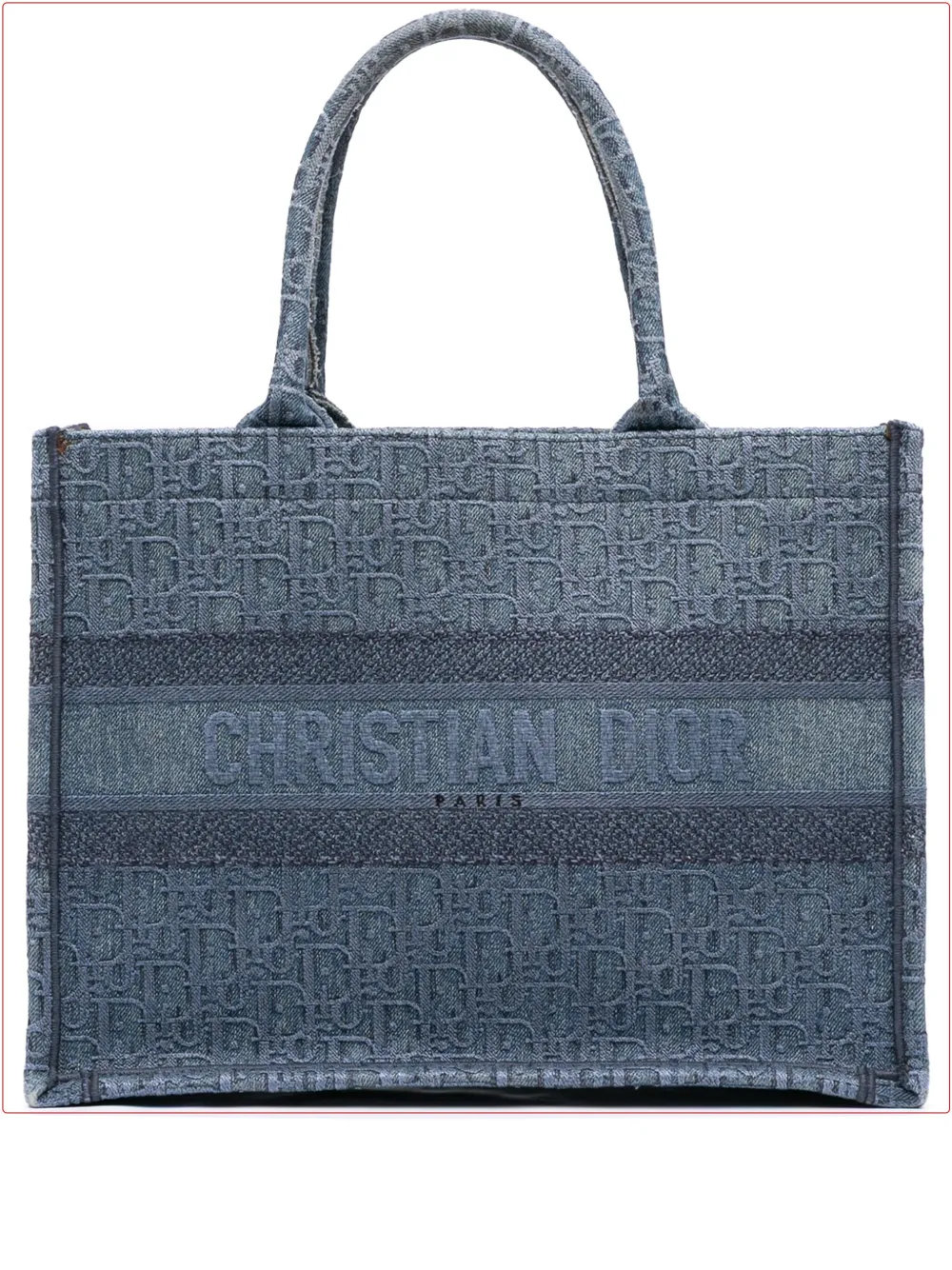 Christian Dior Pre-Owned 2019 ミディアム オブリーク デニム ブック トートバッグ - ブルー Christian Dior Pre-Owned 2019 ミディアム オブリーク デニム ブック トートバッグ - ブルー
