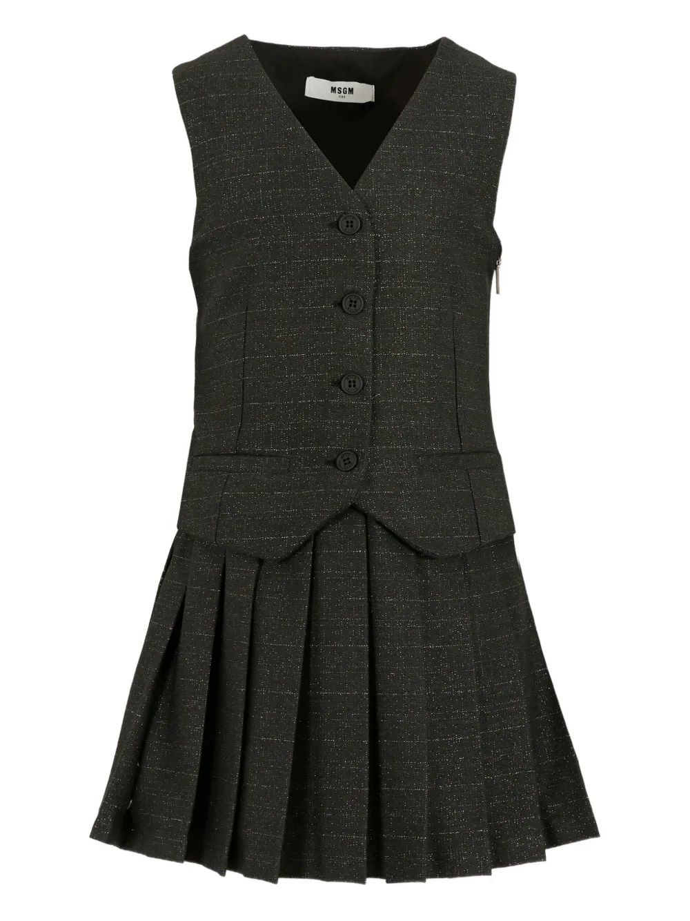MSGM Kids pleated sleeveless dress | Black | Image 1
