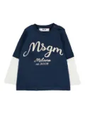 MSGM Kids logo-print long-sleeve t-shirt - Blue