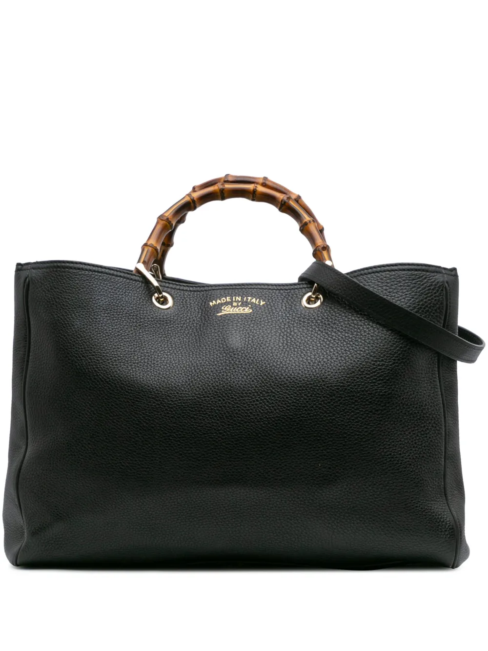 Gucci Pre-Owned 2016-2025 ラージ カーフスキン バンブー ショッパー サッチェルバッグ - ブラック Gucci Pre-Owned 2016-2025 ラージ カーフスキン バンブー ショッパー サッチェルバッグ - ブラック