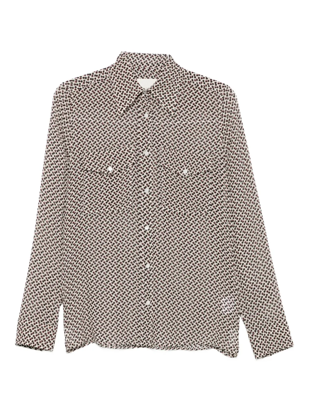 Xacus Multicolour Geometric Pattern Long Sleeve Shirt In Neutral