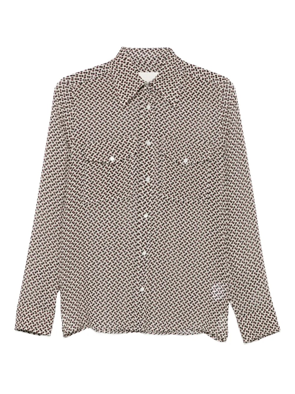 Xacus geometric-print flap-pocket shirt | Neutrals | Image 1