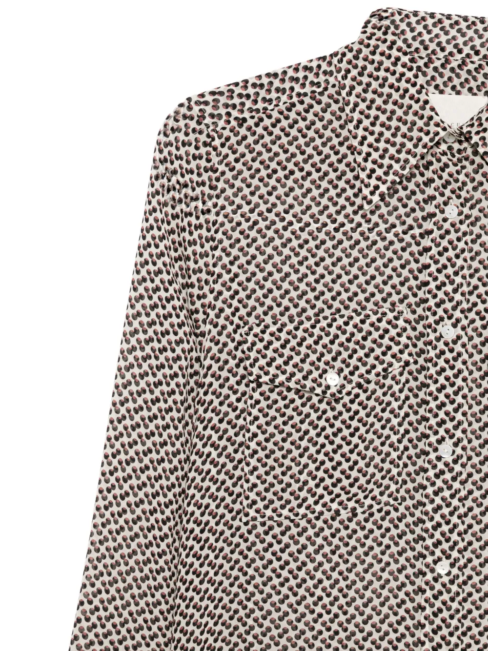 Xacus Blouse met geometrische print en klepzak Beige