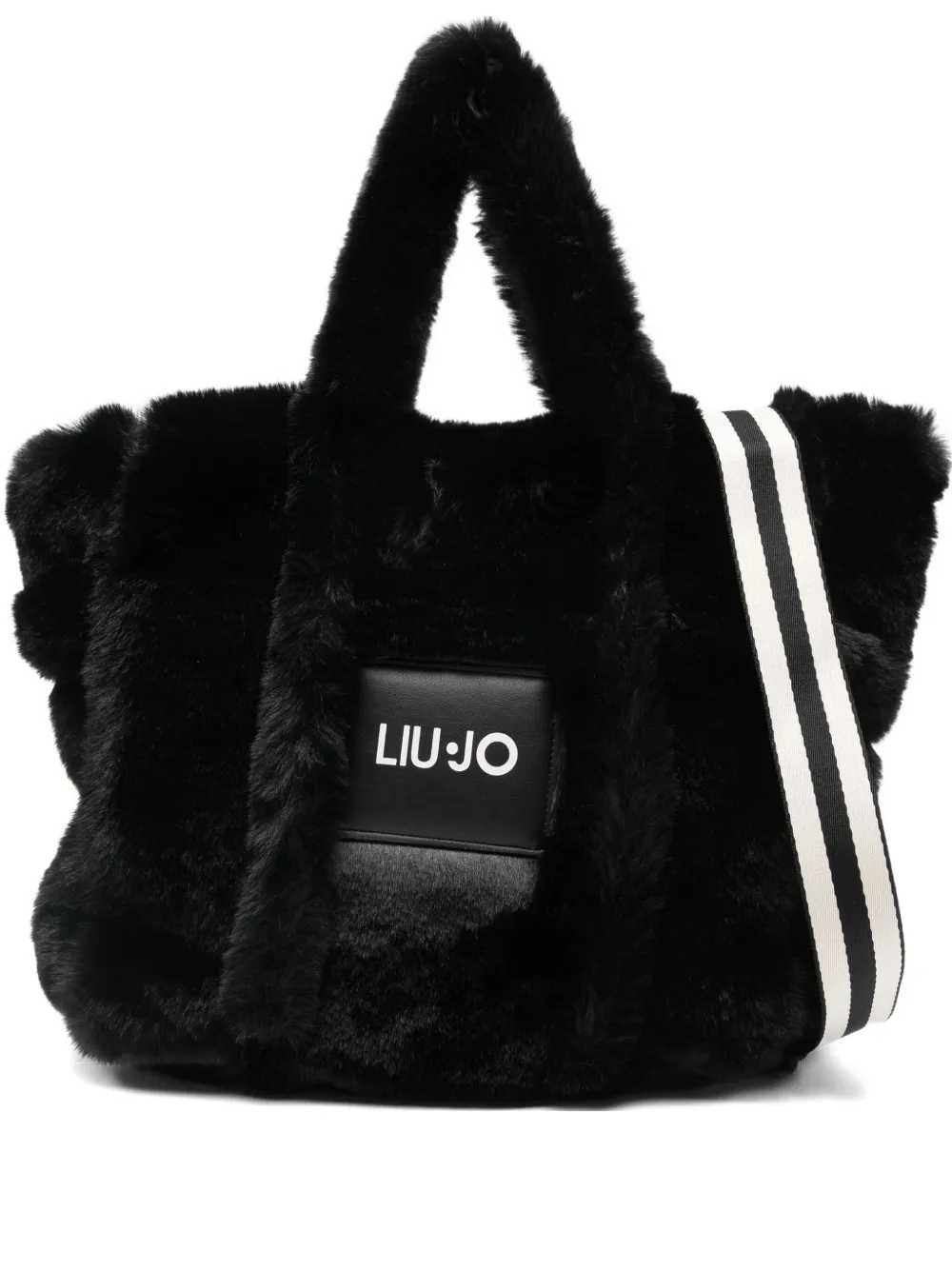 Liu •jo Faux-fur Top-handle Shoulder Bag In Black