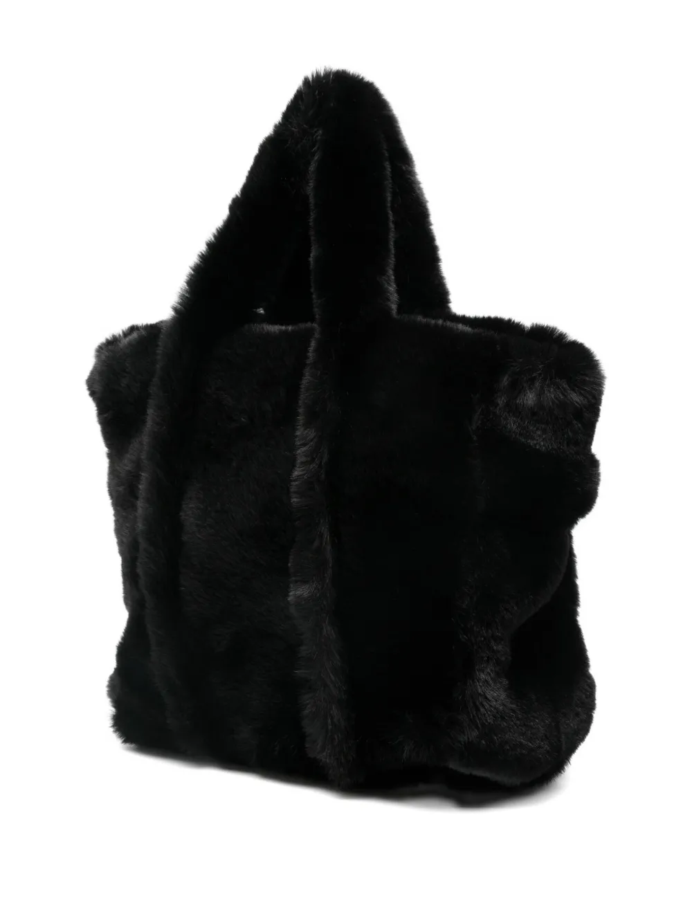 Liu •jo Faux-fur Top-handle Shoulder Bag In Black