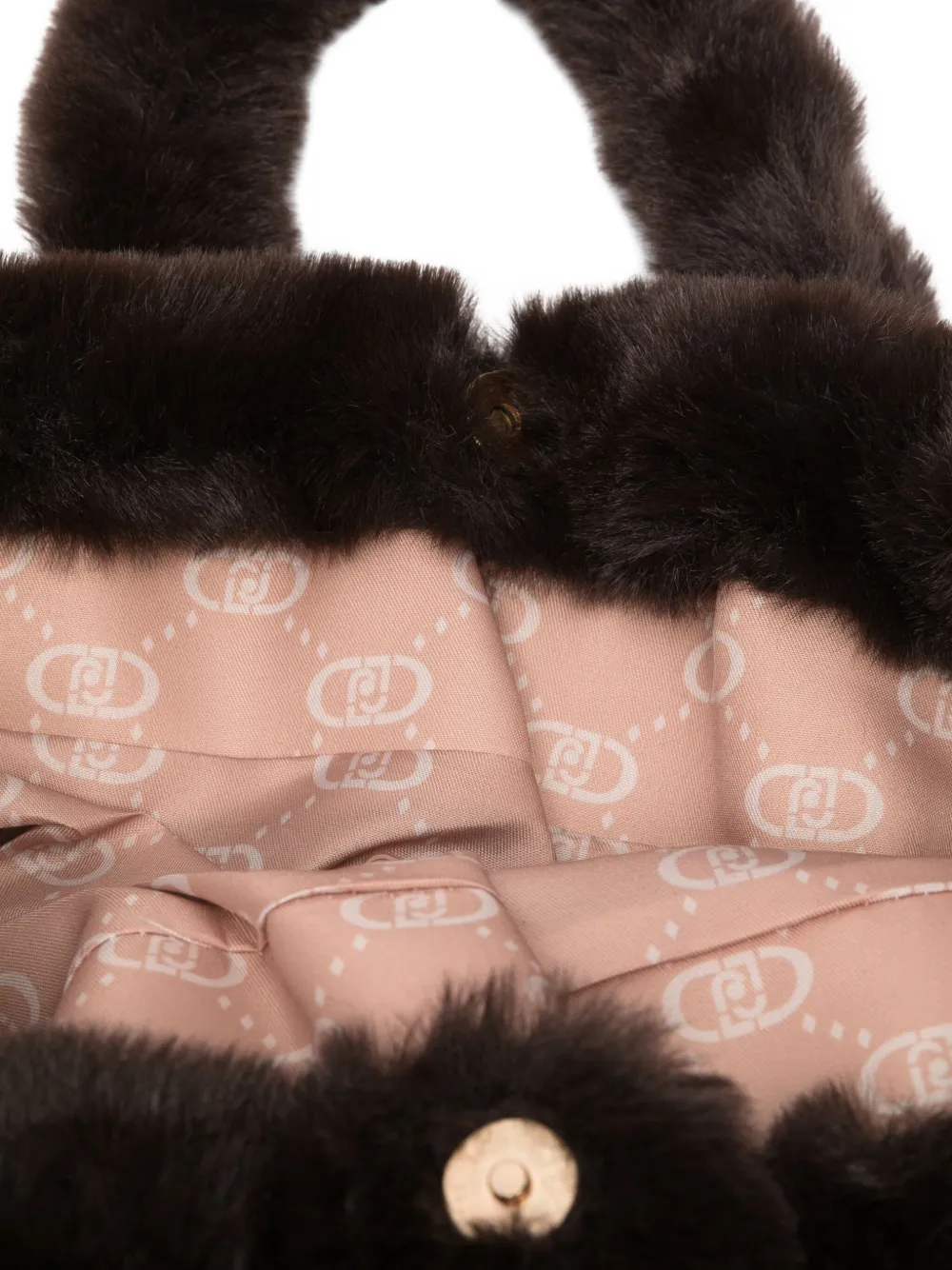 Liu •jo Faux-fur Logo-patch Shoulder Bag In Brown
