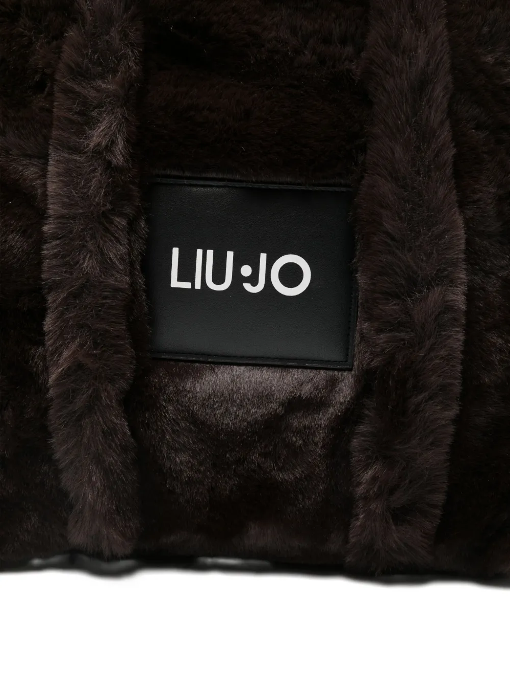 Liu •jo Faux-fur Logo-patch Shoulder Bag In Brown