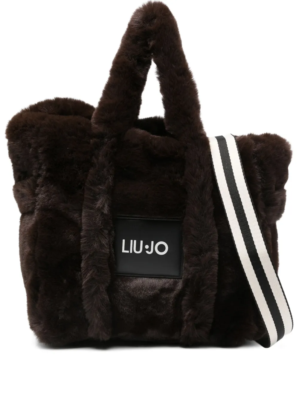 LIU JO faux-fur logo-patch shoulder bag | Brown | Image 1