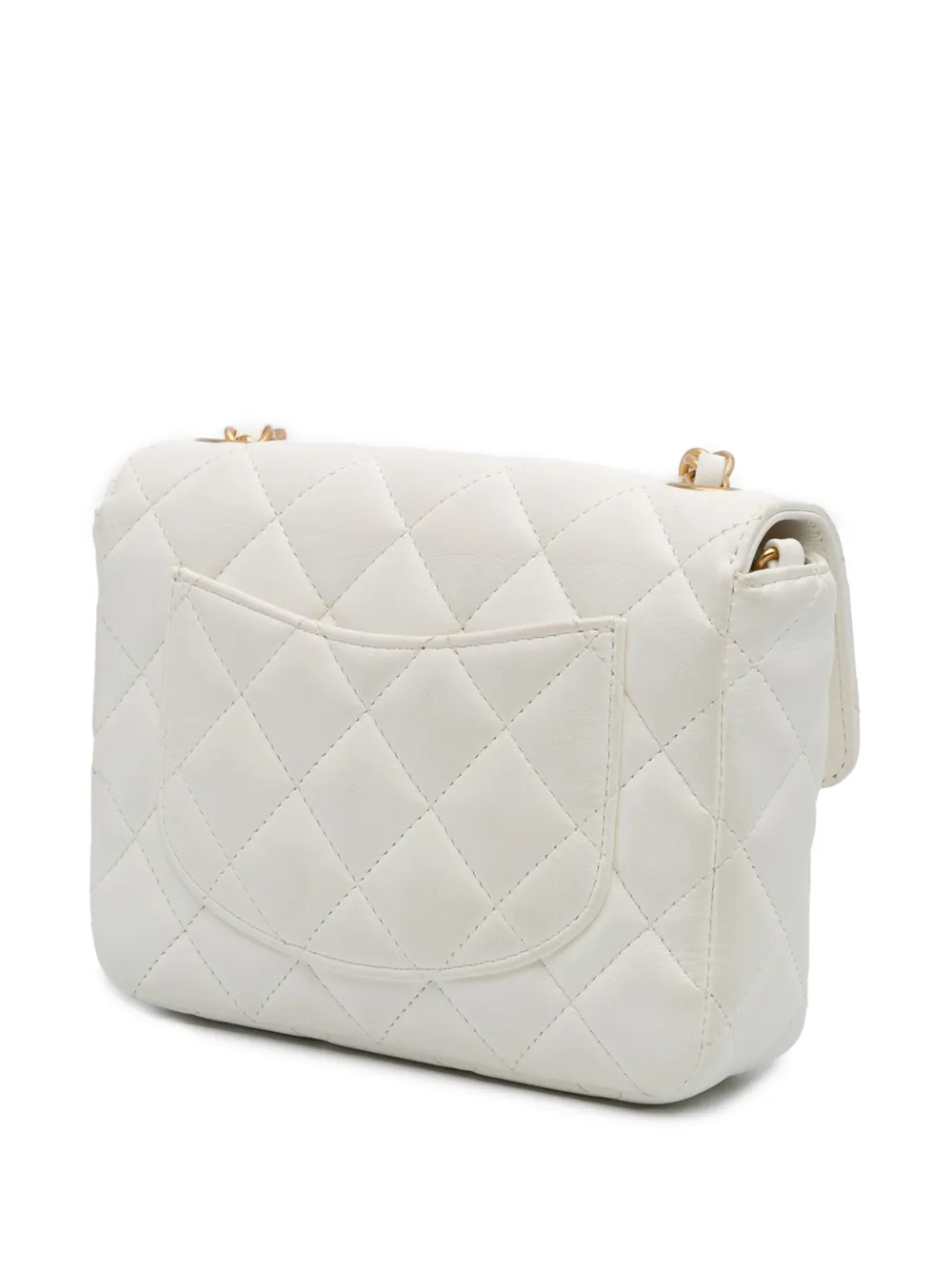Pre-owned Chanel 2021-2025 Mini Square Classic Lambskin Casino Royale Charms Single Flap Crossbody Bag In White