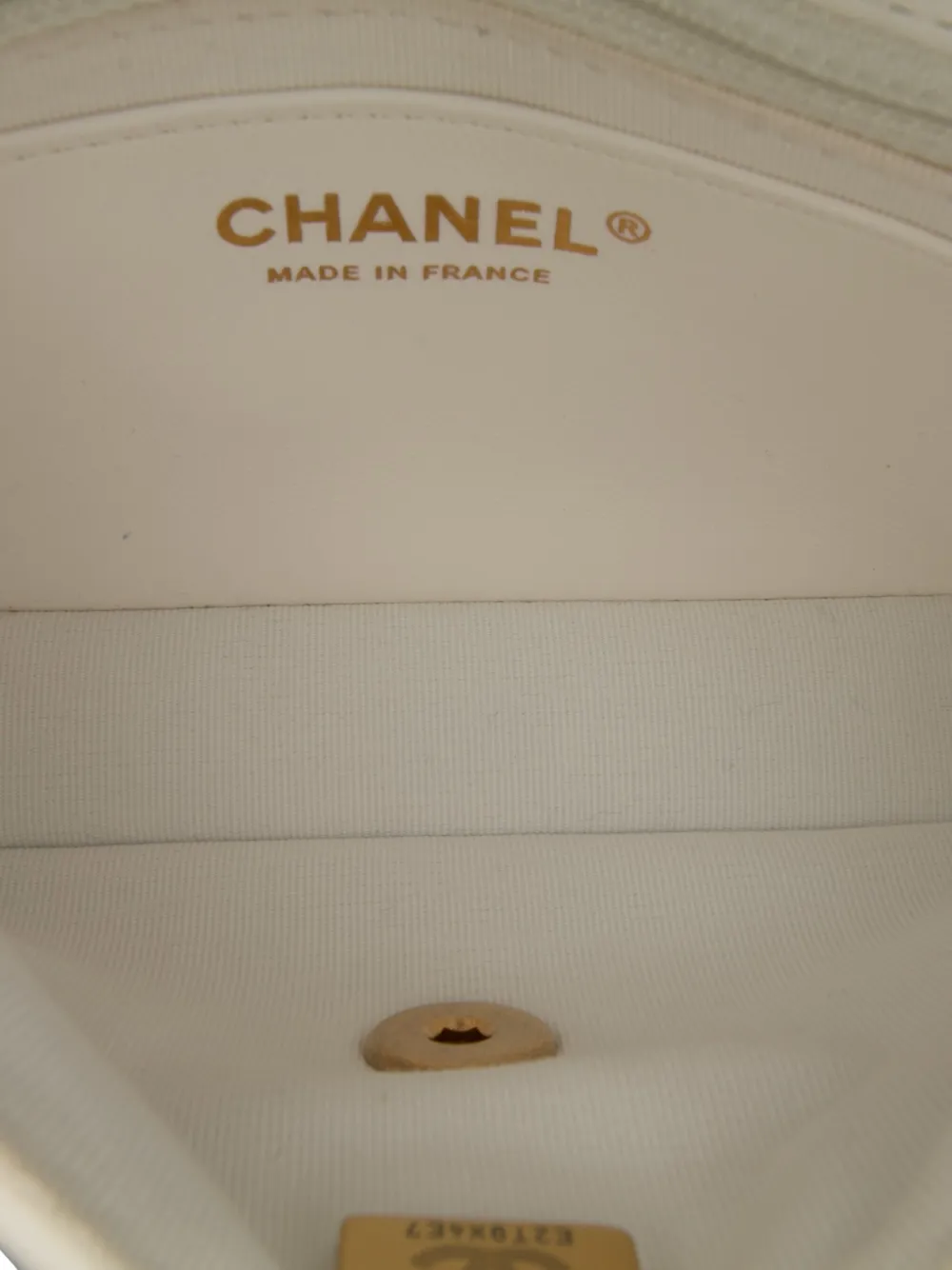Pre-owned Chanel 2021-2025 Mini Square Classic Lambskin Casino Royale Charms Single Flap Crossbody Bag In White