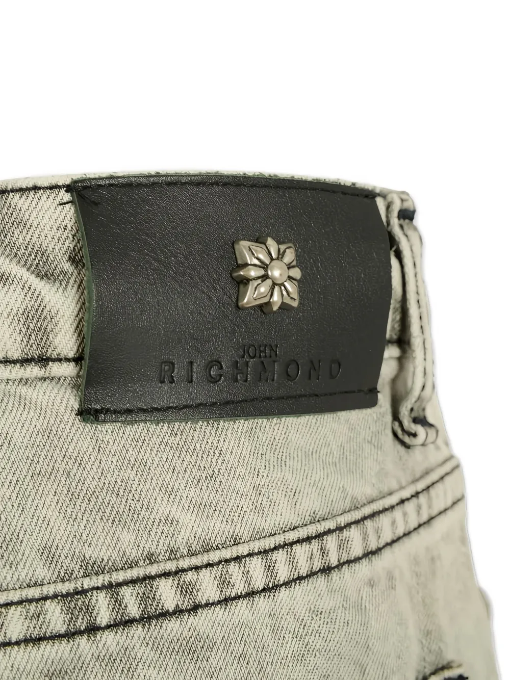 John Richmond Junior Gerafelde jeans met logopatch Grijs