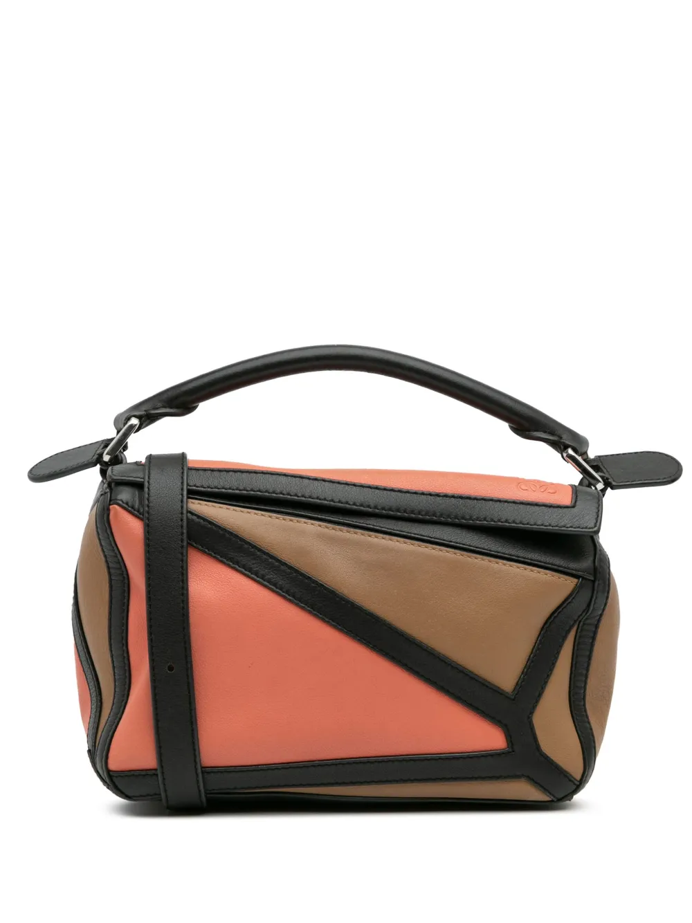 Loewe Pre-Owned 2018 スモール カーフスキン グラフィック パズル サッチェルバッグ - ブラウン Loewe Pre-Owned 2018 スモール カーフスキン グラフィック パズル サッチェルバッグ - ブラウン