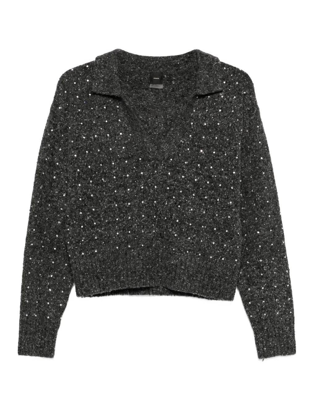 PINKO rhinetone-embellished collared sweater | Grey | Image 1