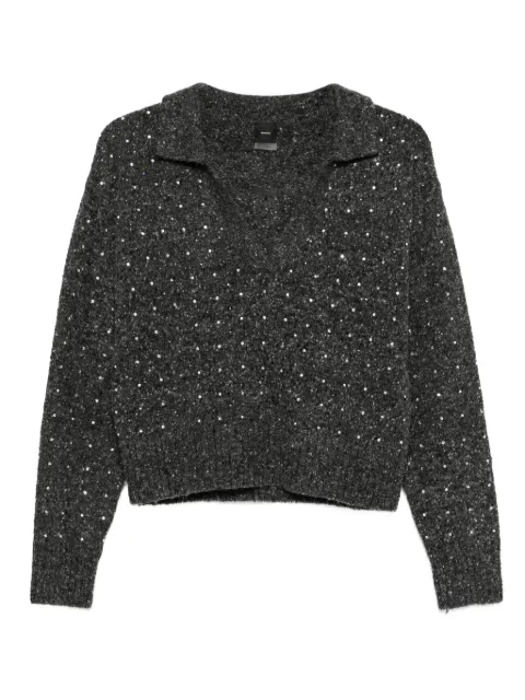 PINKO rhinetone-embellished collared sweater