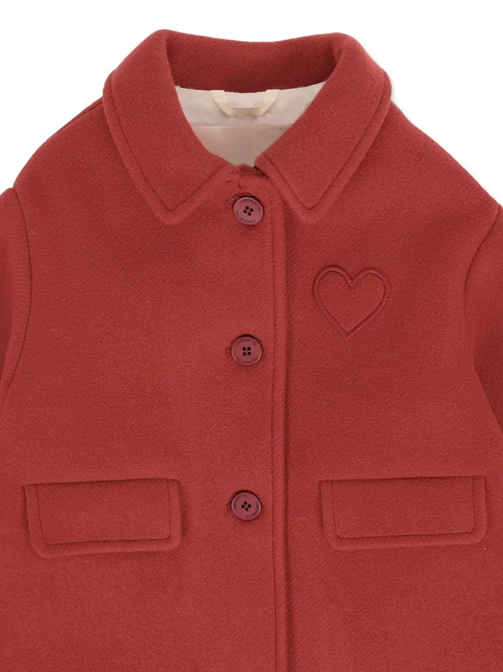 Simonetta Heart-embellished Wool Coat In Red