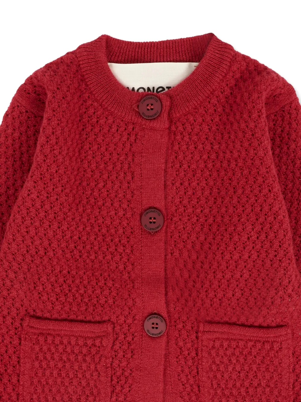 Simonetta Textured Pocket Cardigan In Red